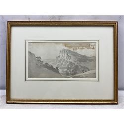 Nicholas Pocock (British 1740-1821): 'High Tor from the Hagwood - Matlock', pencil and wash signed, titled and dated 'June 6 1794' verso 15cm x 28cm 
Provenance: with Abbott & Holder, Museum Street, London, label verso