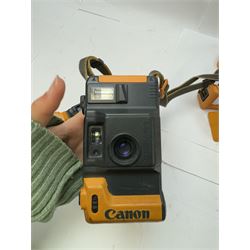 Two Canon AS-6 compact cameras, serial nos. 375001 & 104735, with close up frame and other accessories 