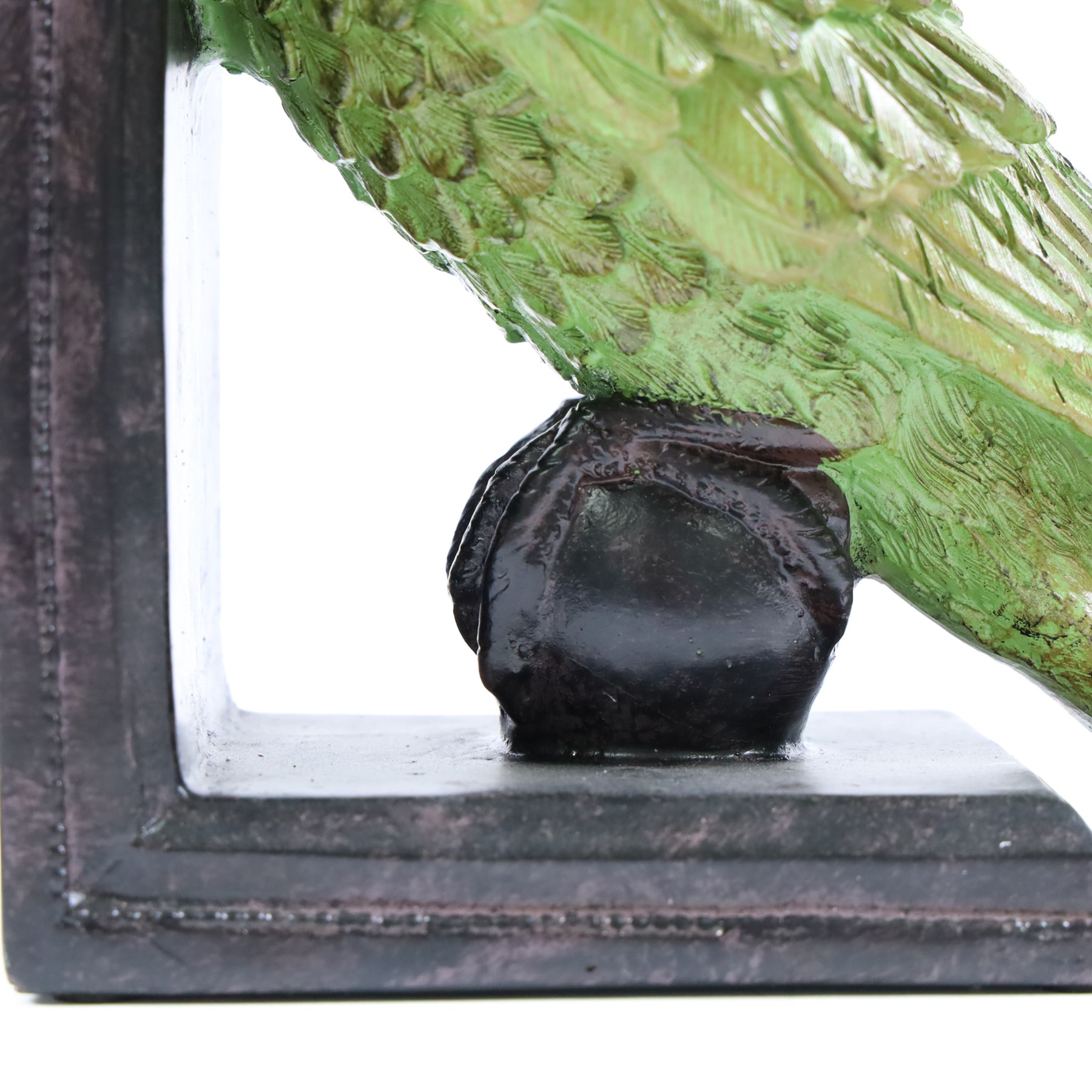 Pair green parrot bookends, H22cm