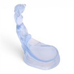 Walther & Sohne blue glass center piece modelled as a mermaid, H24cm 