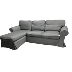 IKEA - 'EKTORP' three seat corner sofa, in grey loose washable covers 