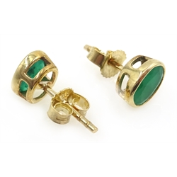 Pair of 9ct gold emerald stud ear-rings stamped 375