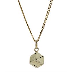 18ct gold dice pendant necklace, stamped 750