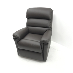La-z-boy electric riser reclining armchair upholstered in chocolate leather, W85cm (6 months old) 