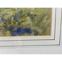 John Spence Ingall (Staithes Group 1850-1936): 'Runswick Bay - looking over the Sands to Hob Holes', watercolour signed, titled on label verso 16cm x 34cm 
Provenance: a wedding present to the artist's godson, Peter Hill, in 1935, thence by descent through the family of Mark Senior. Peter Hill, born 1909, was the son of Ingall's friend and fellow Staithes Group member Rowland Henry Hill.