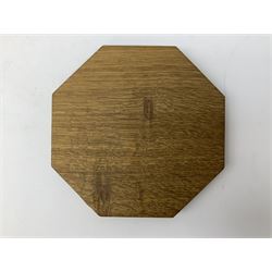 Mouseman - Yorkshire oak small octagonal chopping board, carved mouse signature, by Robert Thompson of Kilburn, diameter 19cm