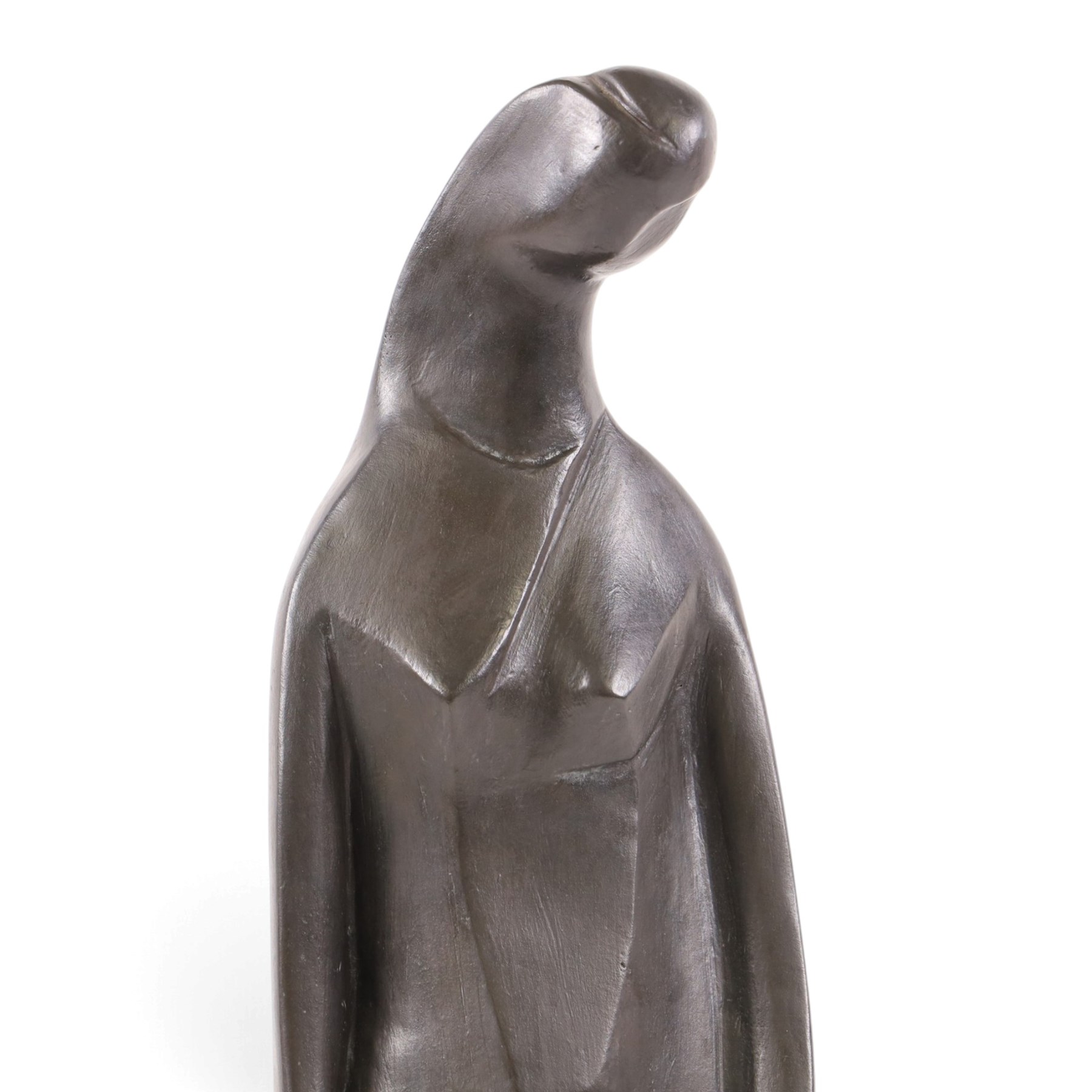Modernist School (mid-20th century) - bronze cast sculpture depicting mother and child, signed lei and dated 1965, H50cm