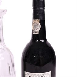 Warre's 1977 vintage port, 75cl unknown proof, two bottles, with Waterford Lismore pattern glass decanter
