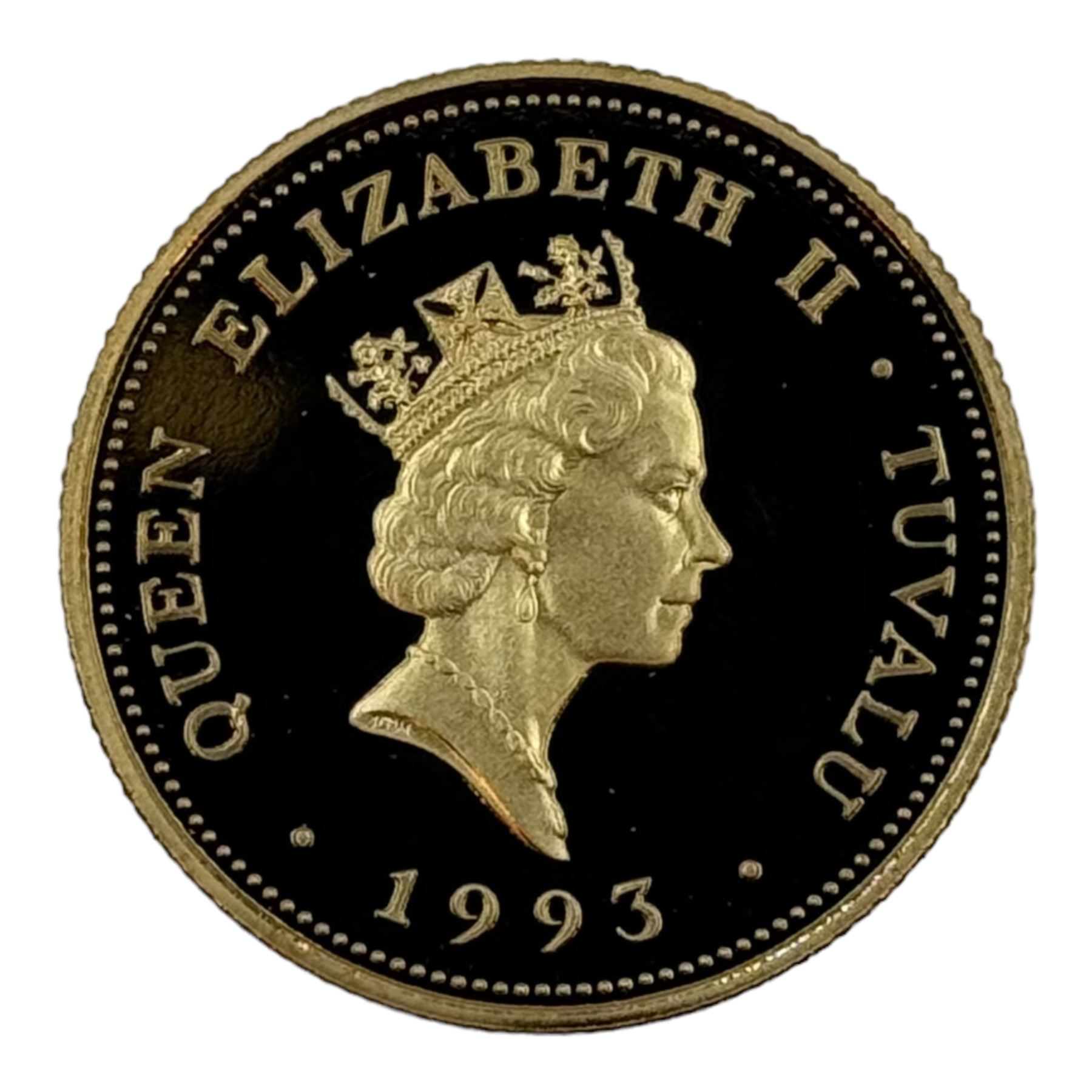 Queen Elizabeth II Tuvalu 1993 one hundred dollars gold coin