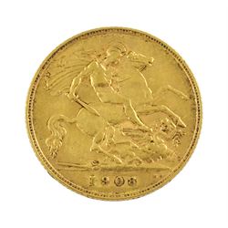 King Edward VII 1908 gold half sovereign coin