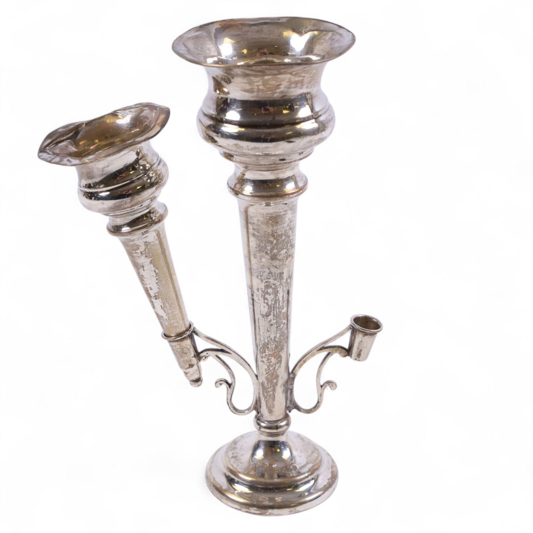 Silver epergne with weighted base, hallmarked 