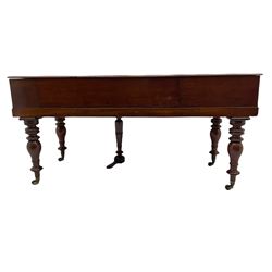 Collard & Collard - early 19th century mahogany square piano, hinged and retractable keyboard cover and lid, turned legs on brass castors