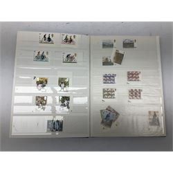 Queen Elizabeth II presentation packs, face value of usable postage approximately 900 GBP, and various other stamps and related items, in albums, folders and loose, in one box