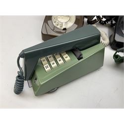 Collection of six vintage telephones, including a trimphones telephone