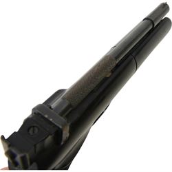 Webley Tempest .22 air pistol, the chamber marked 'Webley Tempest' and 'Webley & Scott Ltd. Made in England' beneath, with black checkered grip, H16cm, L28cm