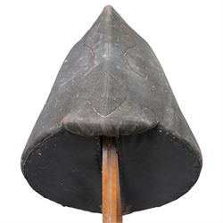 Carlton's - early 20th century weight bearing saddle stand, the top part allowing for the movement of the saddle, on curved oak trestle, marked Carlton's Registered