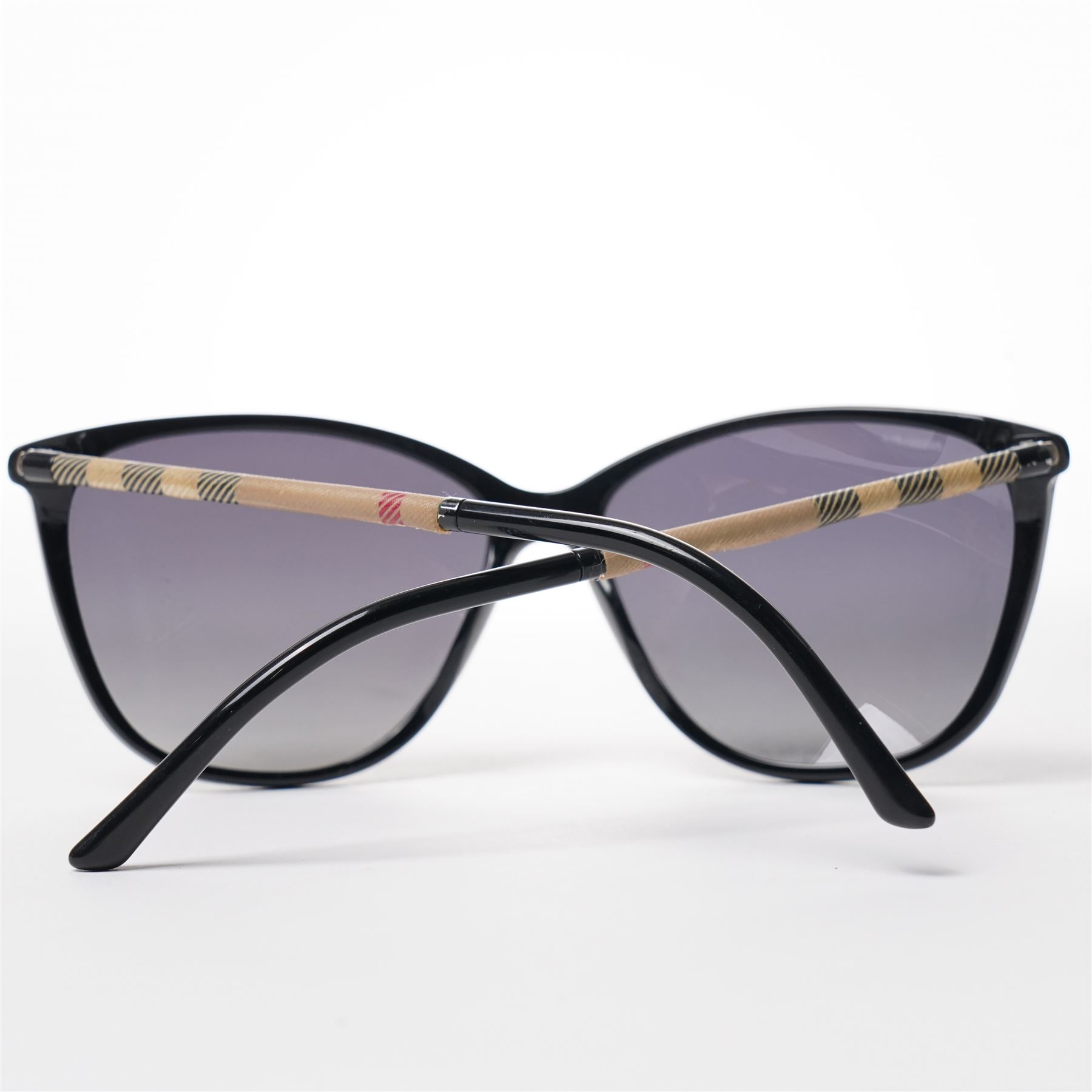 Burberry - pair of oversized sunglasses, with gradient tinted lenses in a black frame, the arms with signature check detail, with original hard case