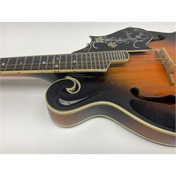 Ashbury F-Model eight-string mandolin, model no.IMF-150 with two-piece maple back and ribs and sunburst top, mother-of-pearl inlay; bears maker's label; L69cm