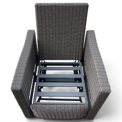 Kettler - Palma rattan garden reclining lounger chair, of high-back and square form with reclining and extending foot-rest function, with loose seat cushions and protective cover