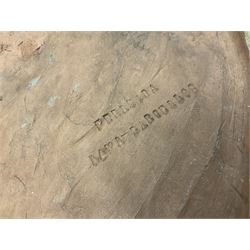 Pair of 19th century classical terracotta relief wall plaques depicting the goddess Hygeia and another goddess, seated holding an ewer, each of oval form, indistinctly signed, each stamped Ferreira verso, H42cm, W30cm