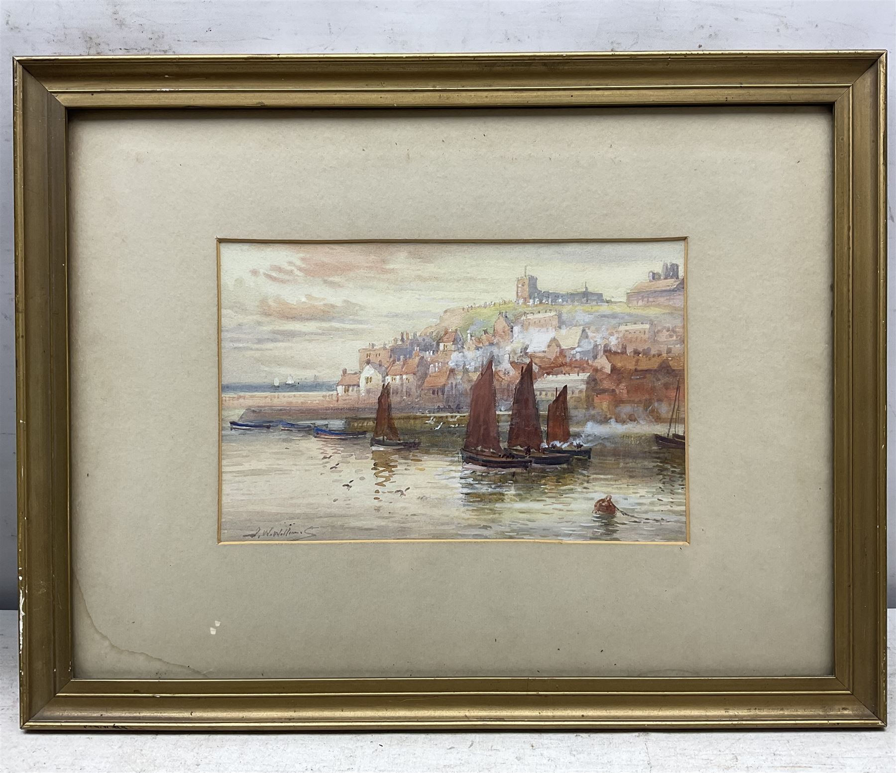 John Wynne Williams (British fl.1900-1920): Whitby Harbour, watercolour heightened with white 16cm x 25cm; Edward Binns (British Early 20th Century): Staithes Harbour, watercolour signed, dated 1907 verso 26cm x 36cm (2)