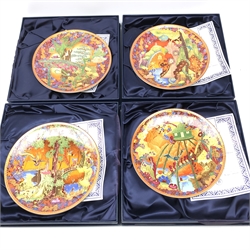  Set of four Wedgwood Fairyland Magic plates after Daisy Makeig-Jones comprising  Imps on a Bridge and Tree House, Torches, Dragon King and Sycamore Tree, each boxed and with certificates   