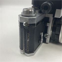 Nikon F Photomic NKJ camera body, marked 'US Dept of Defense ... U.S.A.F DA Nang, serial no. 6561811, with 'Nippon Kogaku NIKKOR-P Auto 1:2.5 f=105mm' lens, serial no. 212154