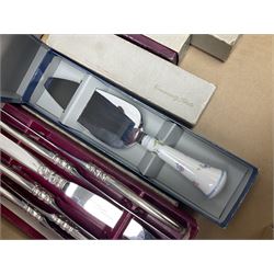 Quantity of silver plated and other metal ware to include Community cutlery and brass, together with Polaroid tv etc in three boxes