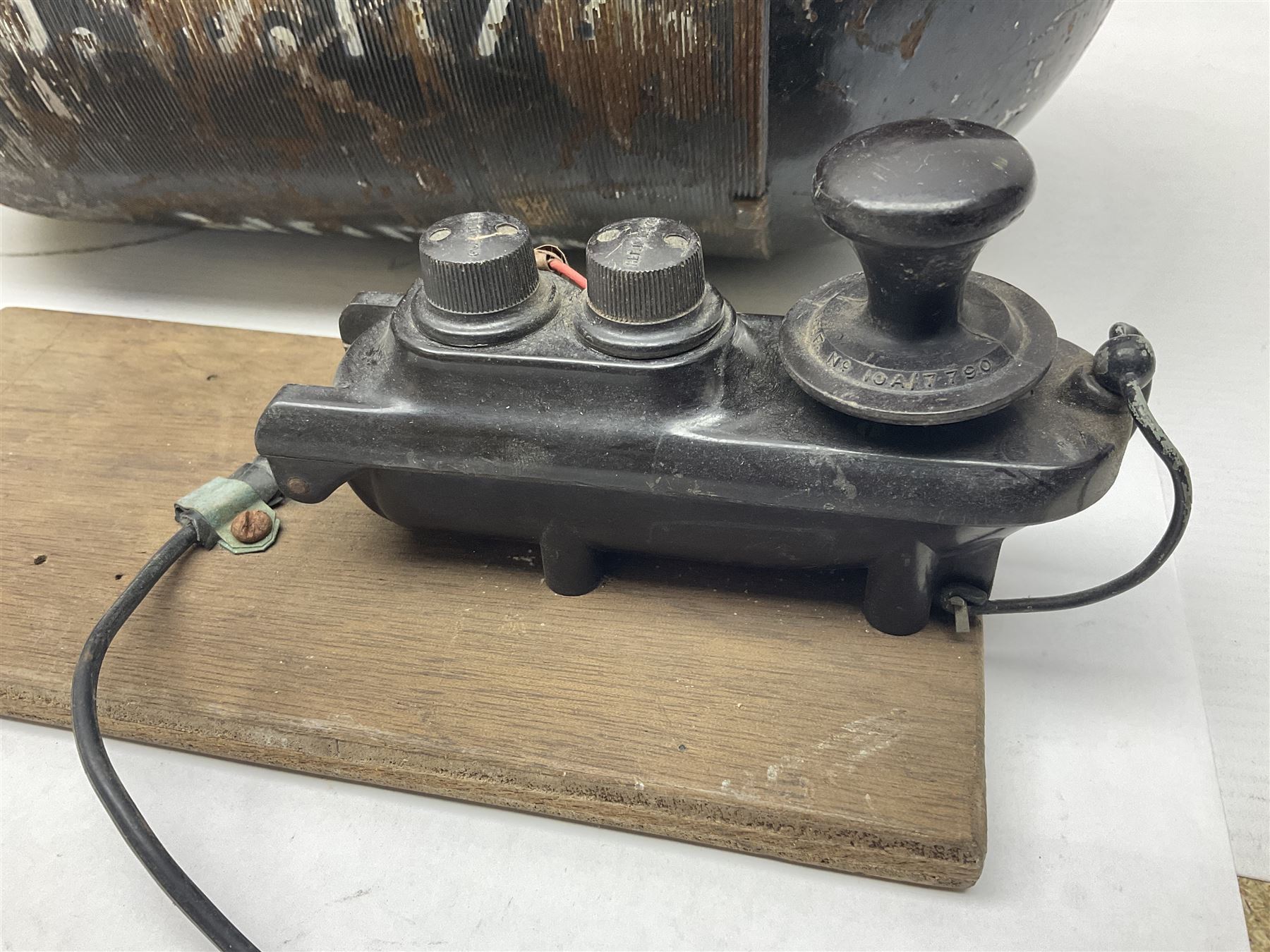 Three RAF light switches, together with military oxygen canister, batteries, gages etc  