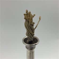 Victorian silver novelty table lighter, modelled in the form of a horn, hallmarked Joseph Braham, London 1887, L19cm