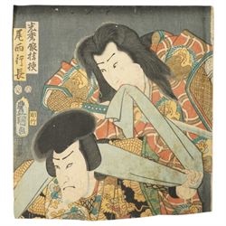 Utagawa Kunisada 'Toyokuni III' (Japanese, 1786-1865): Actors, woodblock bearing inscripti...