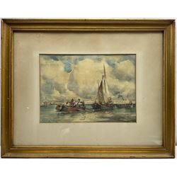 Edmund Aubrey Hunt (American 1855-1922): Fishermen and Sailing Vessels near Venice, watercolour signed 24cm x 34cm