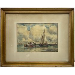 Edmund Aubrey Hunt (American 1855-1922): Fishermen and Sailing Vessels near Venice, watercolour signed 24cm x 34cm