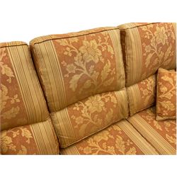 Wade - three seat sofa (W215cm), and pair of matching armchairs (W100cm), upholstered in terracotta stripe fabric