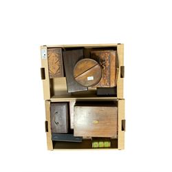 Two Pokerwork boxes, together with writing slope and various other boxes 