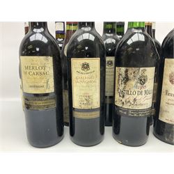 Mixed wine, including Roc de L'Espinas 2002, Cabernet Sauvignon, 2003 Merlot de Carsac, Castillo de Maluenda 1995 Calatayud etc, various content and proof (14)