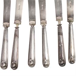 Silver mounted dressing table mirror, together with six silver handled knives, all hallmarked 