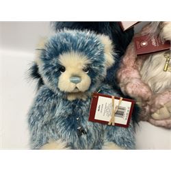 Six Charlie Bears, comprising limited edition Charlie Birthday Bear 2018 CB181946A, designed by Isabelle Lee, limited to 2000, Sharon CB181822B, Muffin CB191943B, and Raspberry Trifle CB631404, each designed by Isabelle Lee, Roman CB191807O, designed by Heather Lyell, and Angelica CB206018O, all with tags