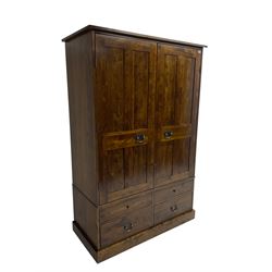 Laura Ashley - 'Garrat Dark Chestnut' double wardrobe, fitted with two panelled cupboard doors over four drawers