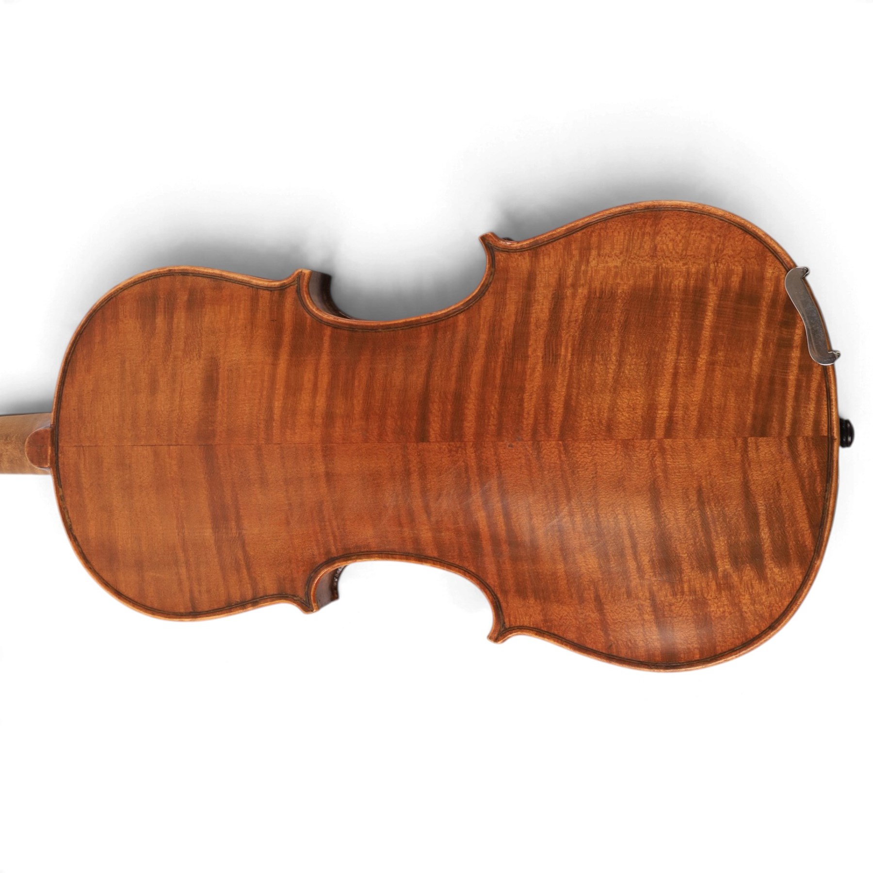20th century French violin, with two piece back, ebonised fretboard and tuners, L60cm, with fitted hard case