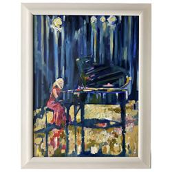 Richard Gower (British 1962-): The Candlelit Piano Concert Beneath the Moon, oil on canvas signed 79cm x 59cm 
Notes: kindly donated by the artist, to be sold in aid of The Prince's Trust.