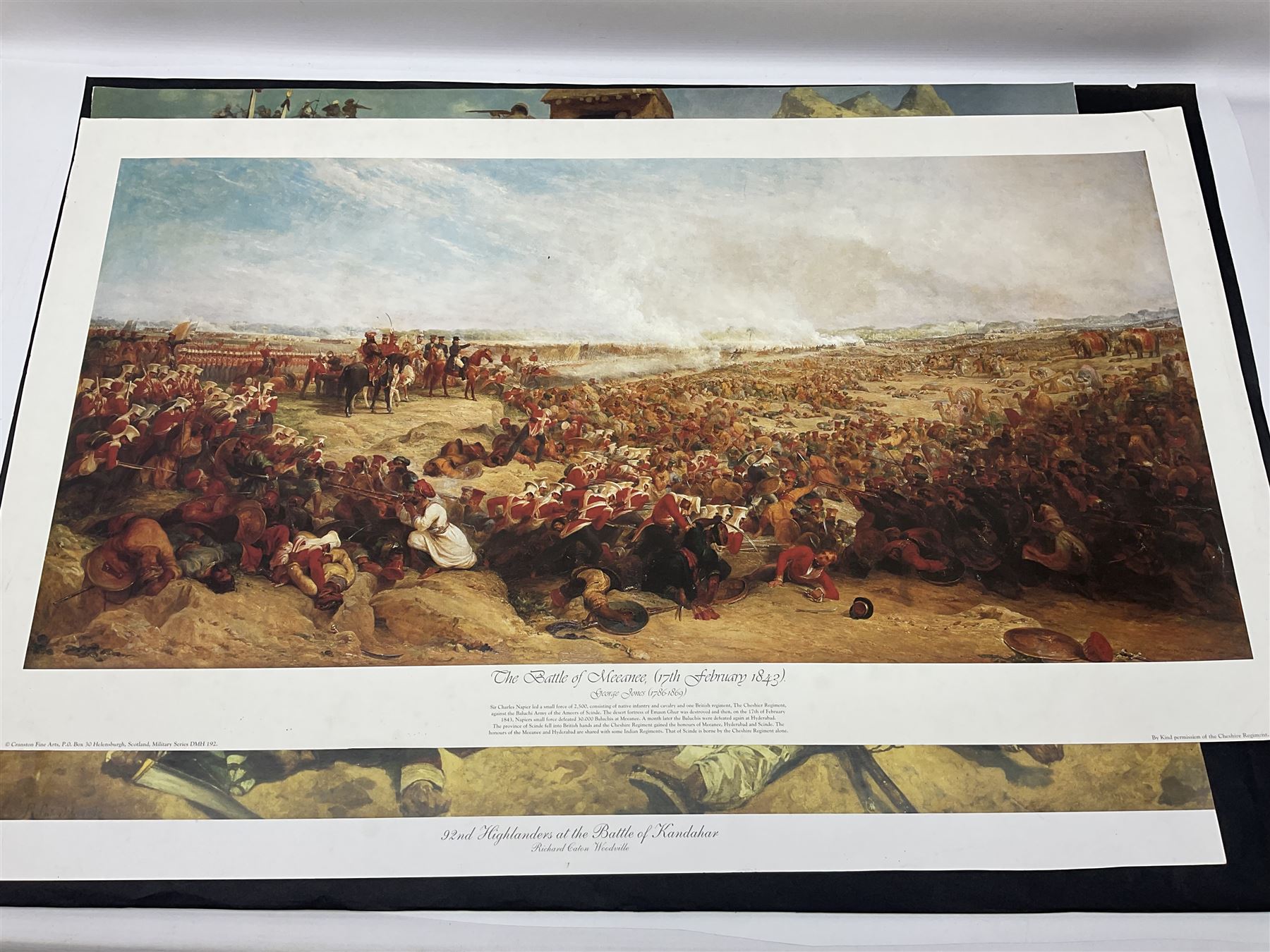 Large poster entitled 'Crests and Badges of the British Army in Daily Use 56 x 86cm; together with twenty-five colour prints of military interest including Crimean War, Boer War, WW2 etc; various sizes; all unframed