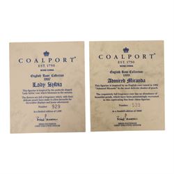 Two Coalport figures from the English Rose Collection, 1999 Admired Miranda 539/1000 and 1997 Lady Sylvia 929/1000, both with certificate