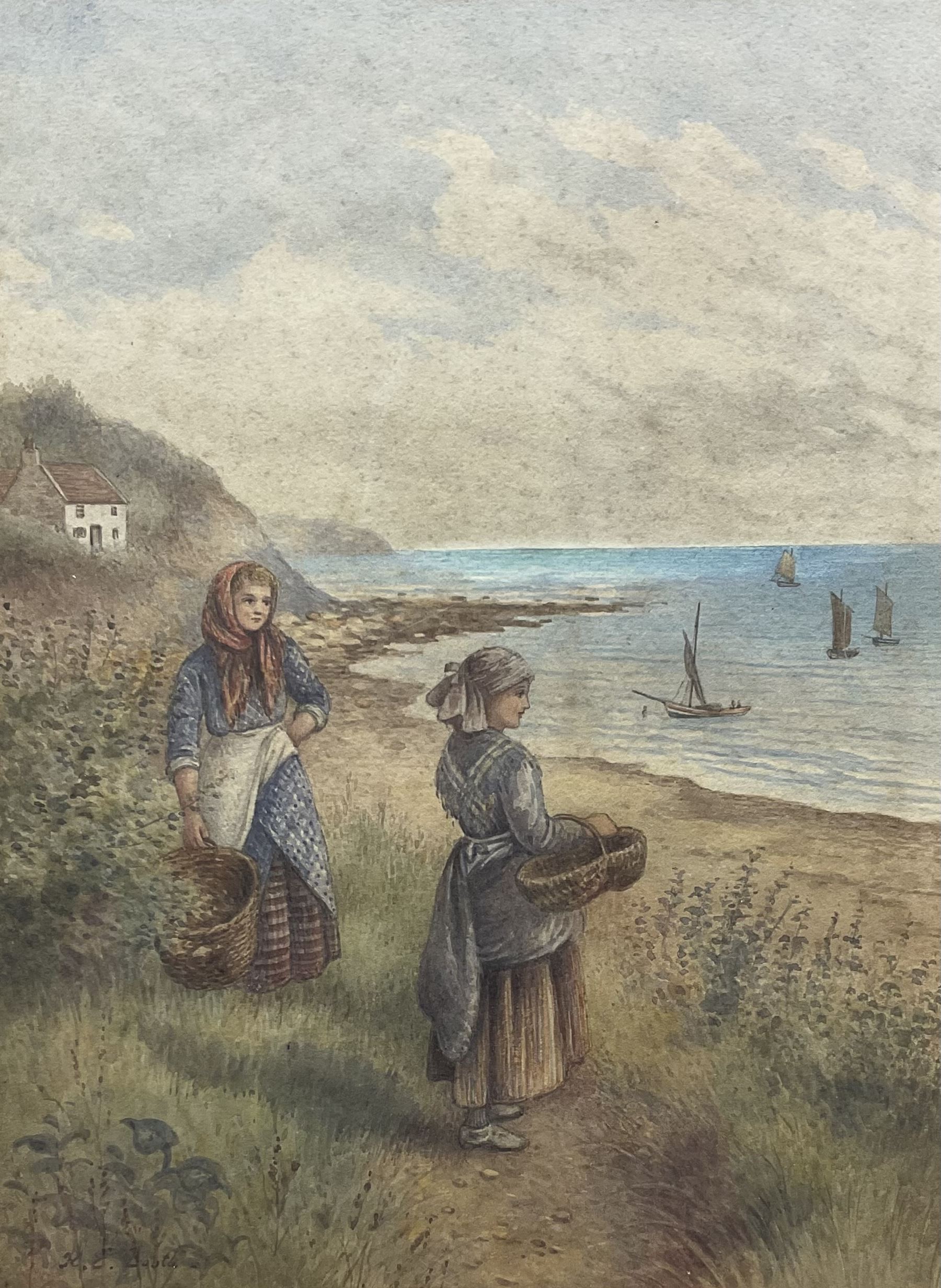 Kate E Booth (British fl.1850-1898): Lady Palmer's Cottage Runswick Bay, watercolour signed 29cm x 22cm