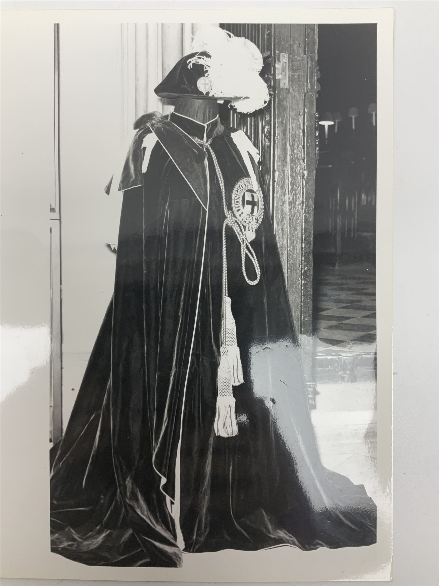 George VI Knight of the Garter cloth beret insignia with pin back and photograph of the Knight's Robes; Edmund Fellowes book on The Knights of the Garter 1348-1939; together with EIIR civilian OBE certificate to Jeffery Stanford Agate with facsimile signatures of Elizabeth II and Prince Philip