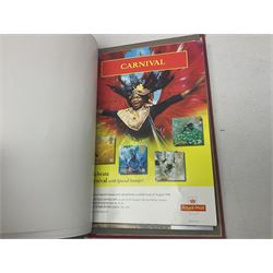 Royal Mail advertising cards, displaying upcoming commemorative issues, for use in post offices, housed in a single album