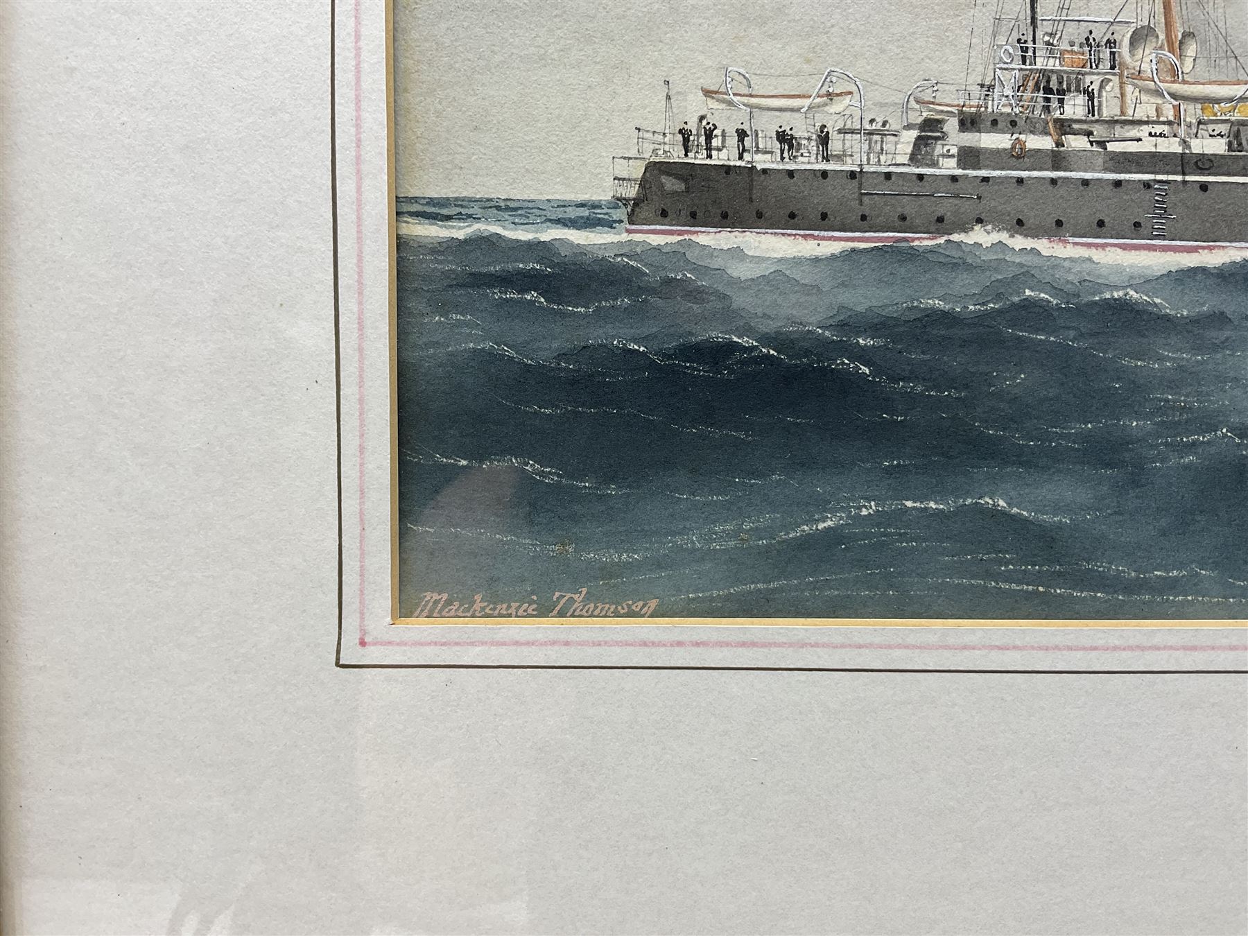 William Mackenzie Thomson (British late 19th century): 'HMS Minerva' - Royal Navy Eclipse-class Cruiser at Sea, watercolour signed, titled and dated 1899 on the mount 30cm x 45cm