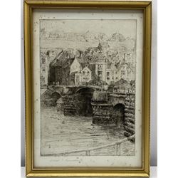 Lionel Townsend Crawshaw (Staithes Group 1864-1949): Whitby Swing Bridge, etching signed in pencil 29cm x 20cm