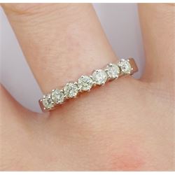 18ct white gold seven stone round brilliant cut diamond ring, hallmarked, total diamond weight 0.50 carat, with World Gemological Institute Report 