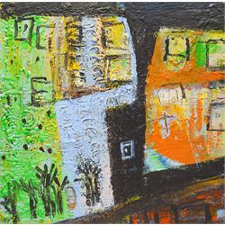 Gillian Ross Kelsey (British 1935-2025): 'Hidden Words', acrylic on board unsigned 46cm x 46cm
